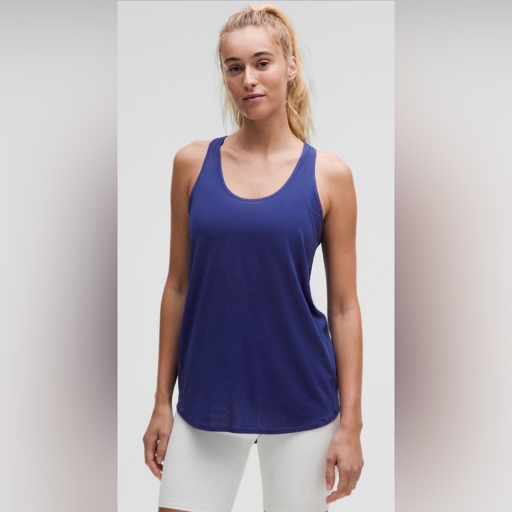 Lululemon Athletica essentials pleated Women's larkspur blue Tank Top new 10